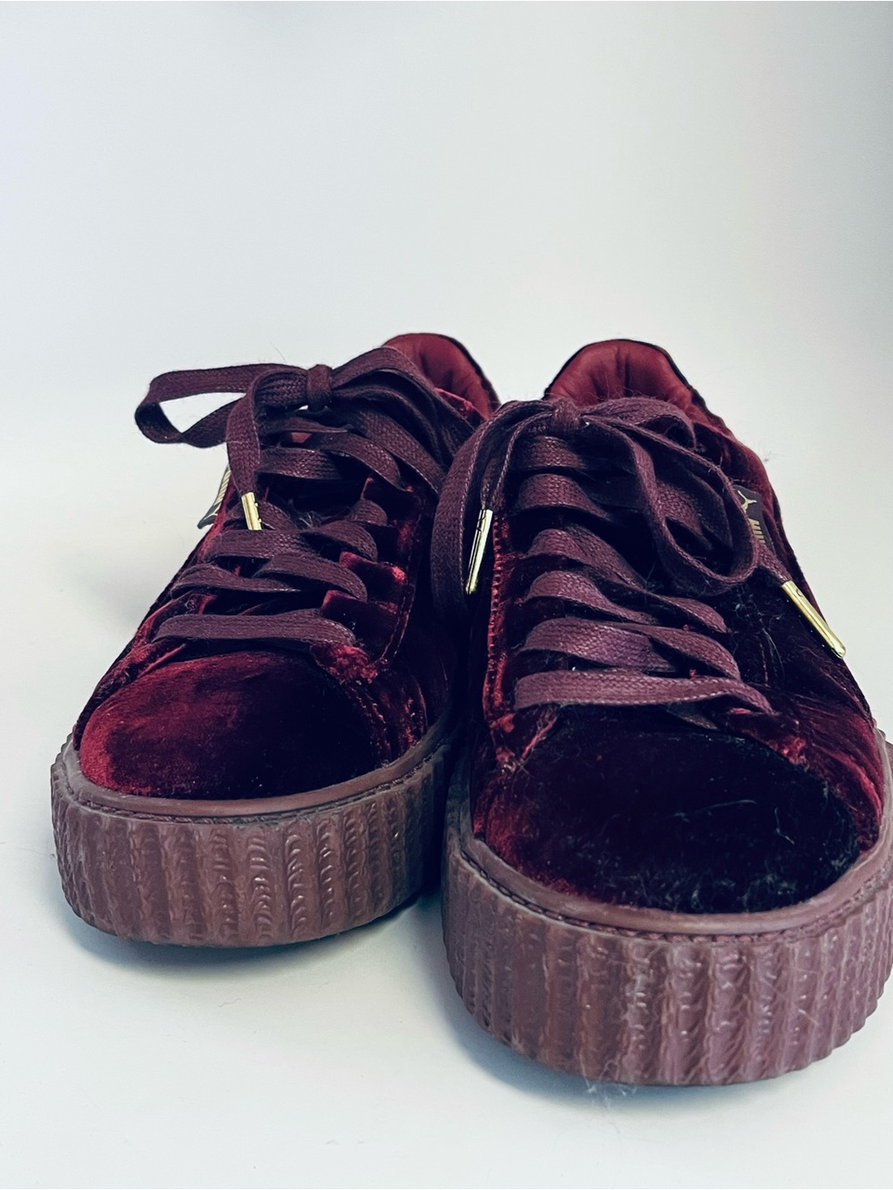 Fenty x Puma Velvet Platform Sneakers in Deep Burgundy